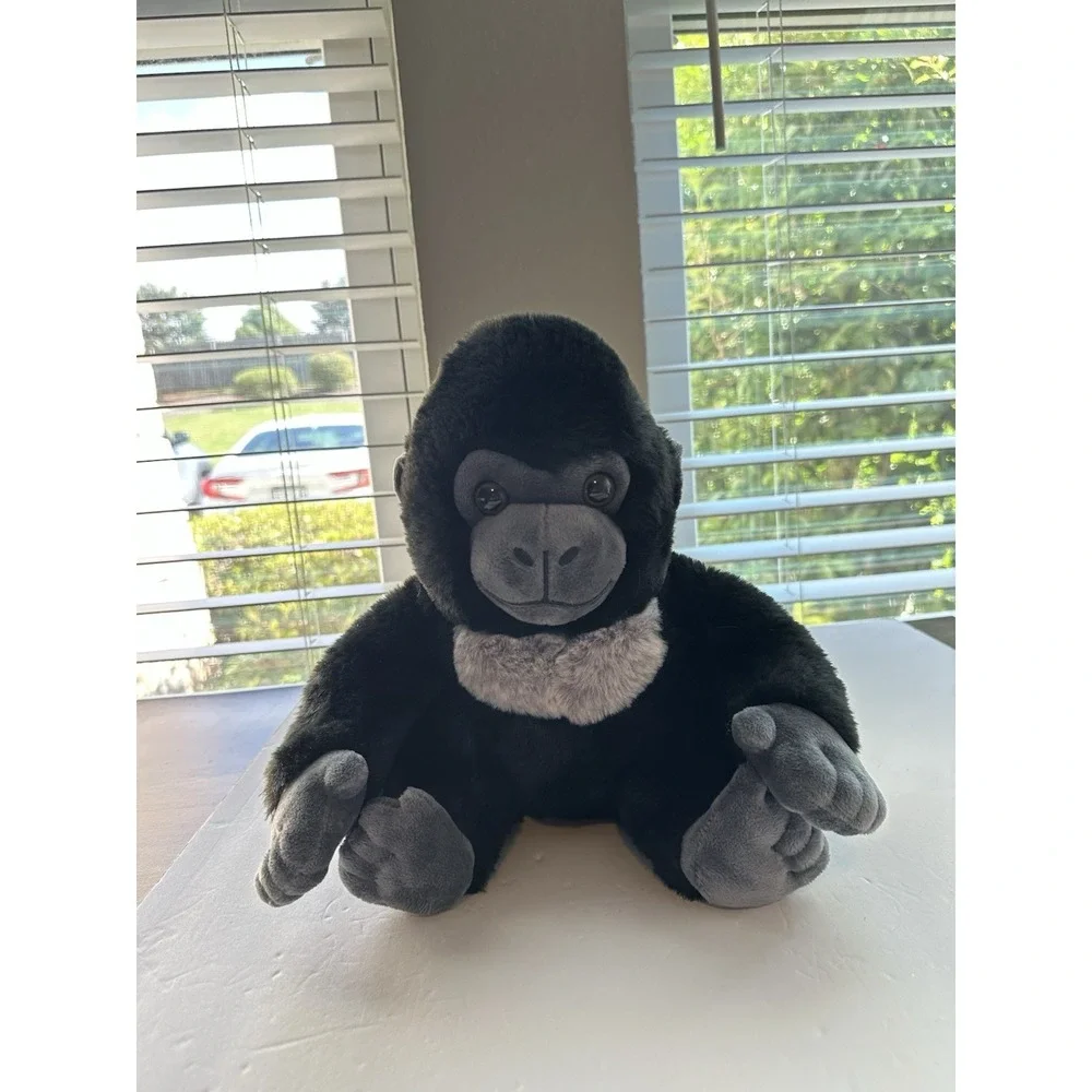 Wildlife Tree Gorilla Plush Stuffed Animal Black Gray Soft Monkey Ape 9